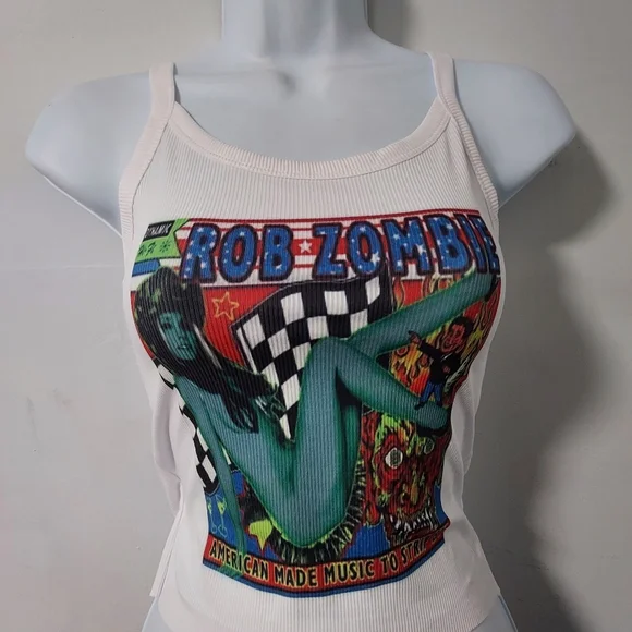 Rob Zombie hand cropped tank top ribbed rob zombie crop top zombie shirt - Picture 3 of 5